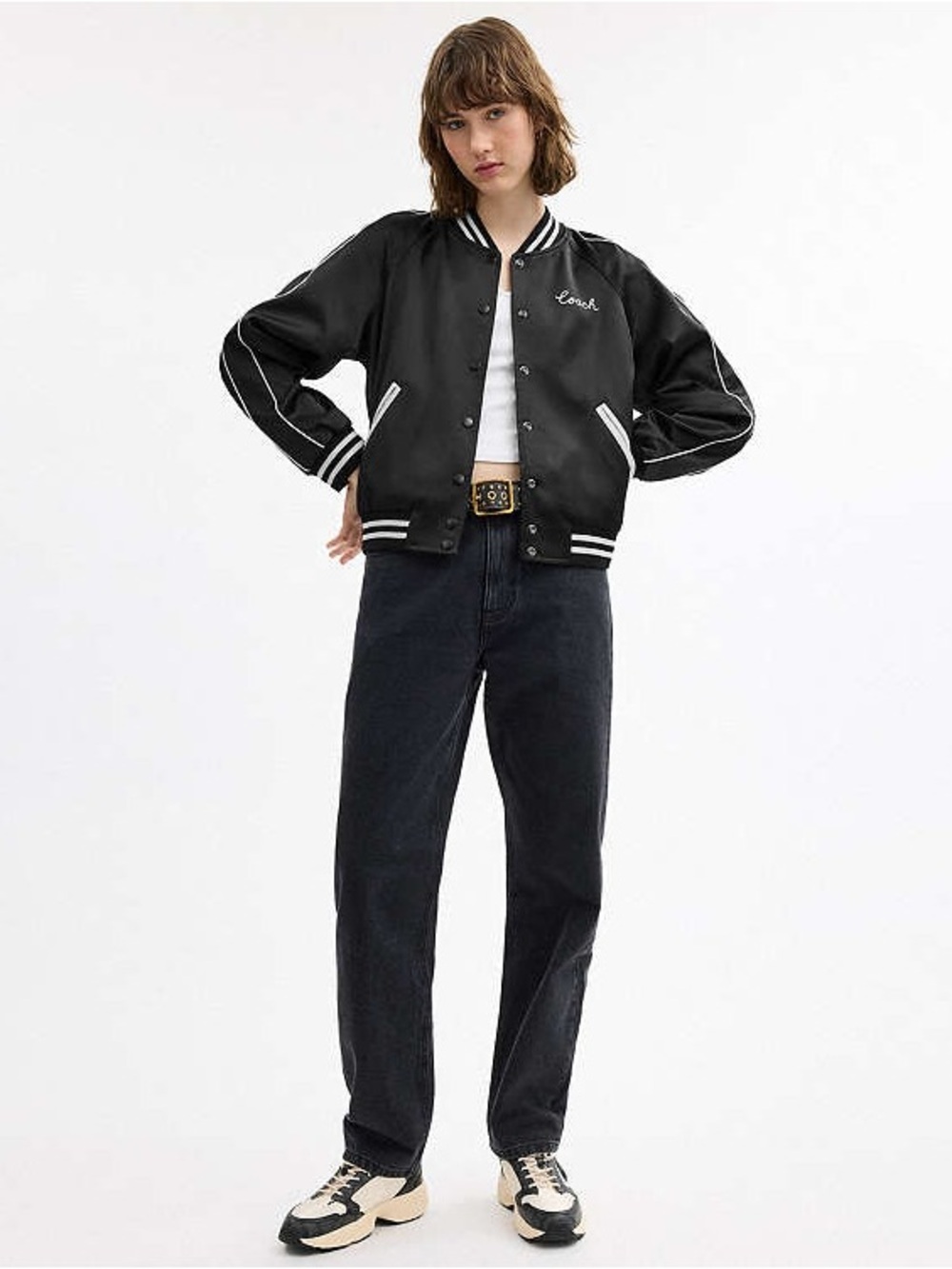 Coach Black and White Signature Varsity Bomber Jacket REVERSIBLE 🖤🤍 - Picture 10 of 10